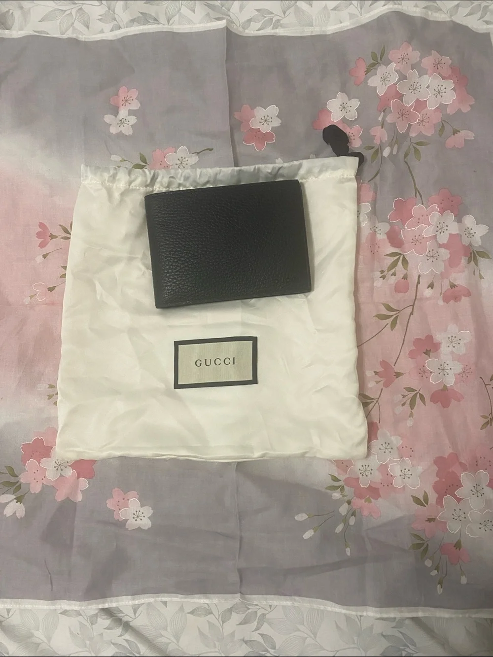 Gucci Black Textured Leather Card & Key Wallet